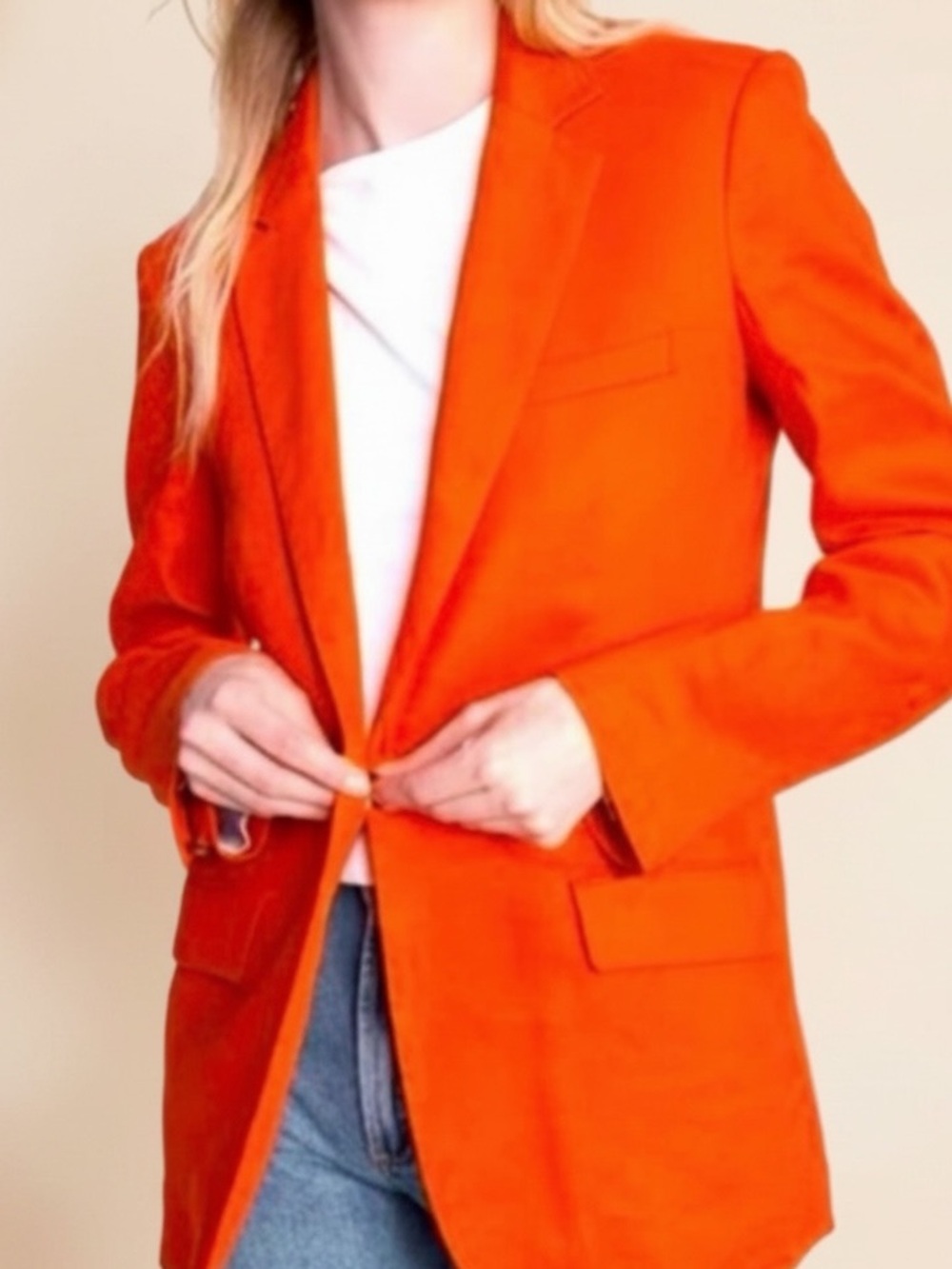 Rag & Bone Orange Blazer Satin Lapel One Button (stand collar)  Sz S/4